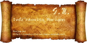Ivánkovits Mariann névjegykártya